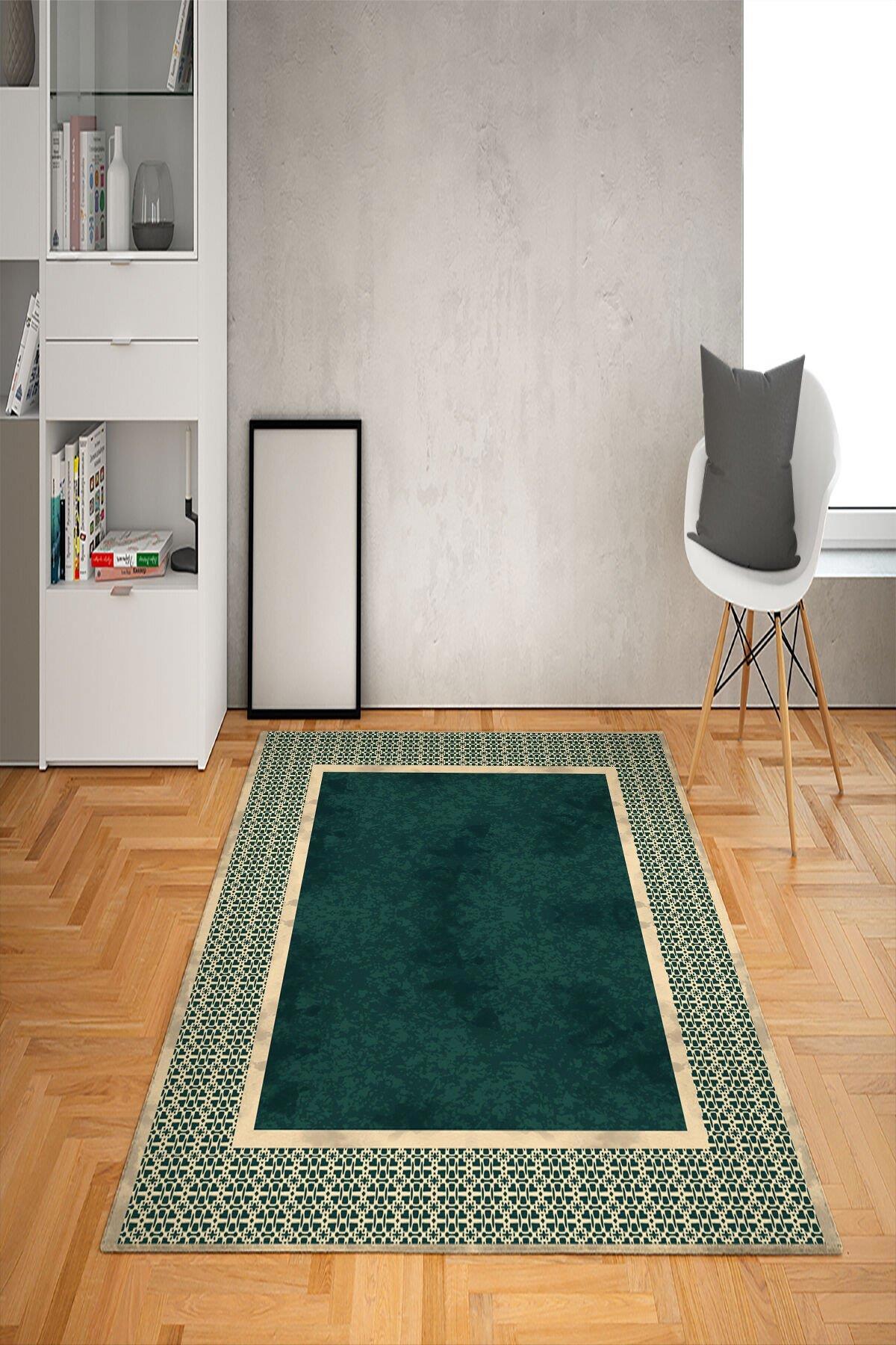 Doruklar Home Collection Çok Renkli 0.7 mm Antibakteriyel Yıkanabilir Kalın Kaymaz Taban Geometrik Dikdörtgen Makine Dokuma Salon Halısı 160x230 cm