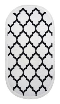 Dijidekor Beyaz 6 mm Polyester Antialerjenik Yıkanabilir Orta Kaymaz Dot Taban Oval Makine Dokuma Salon Halısı 80x150 cm