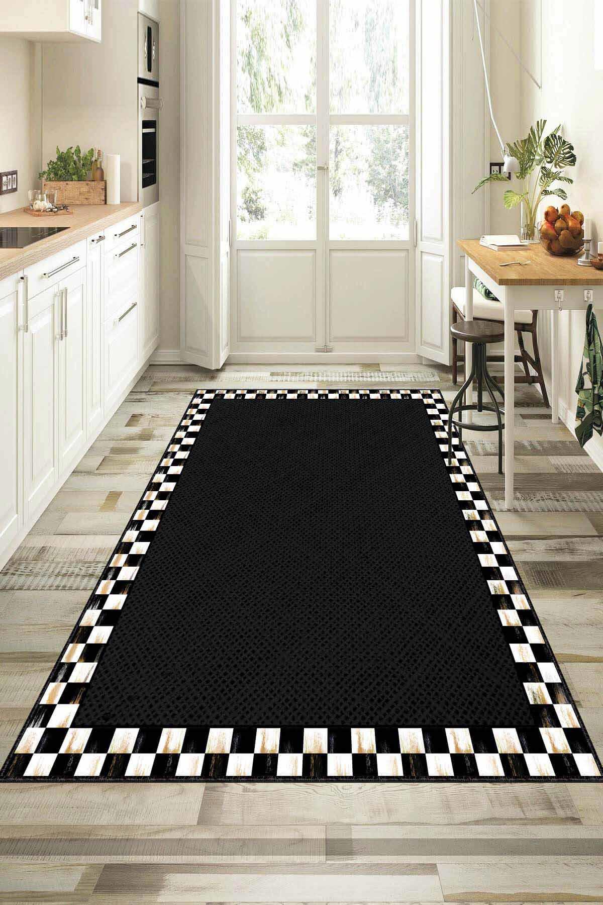 Viva Home AR331F Füme 7 mm Mikropolyester Silinebilir Yıkanabilir Kaymaz Dikdörtgen Makine Dokuma Salon Halısı 80x200 cm