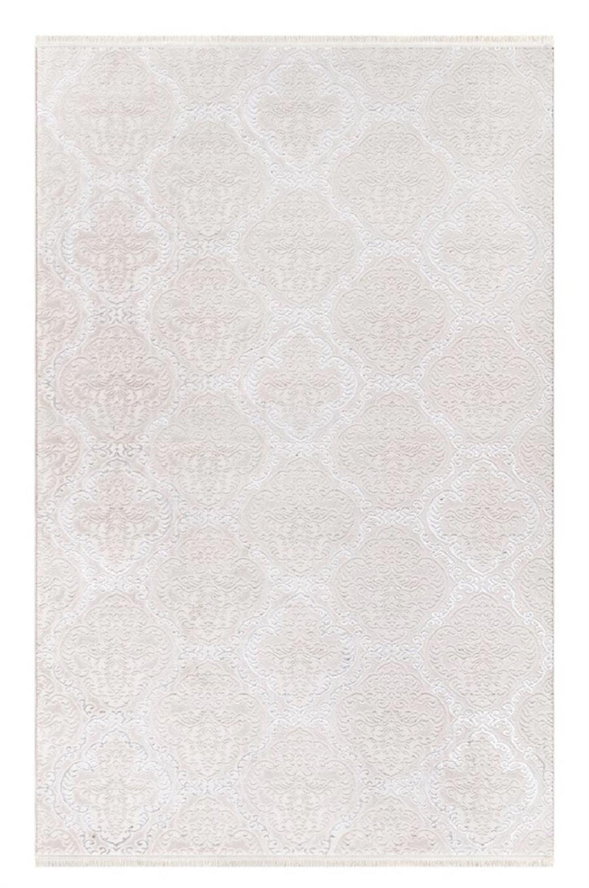 İpek Mekik Halı Anisa 15901 Krem 10 mm Akrilik Yıkanabilir Orta Kaymaz Pamuk Taban Dikdörtgen Makine Dokuma Antre-Çocuk Odası-Salon-Yatak Odası Halısı 120x300 cm