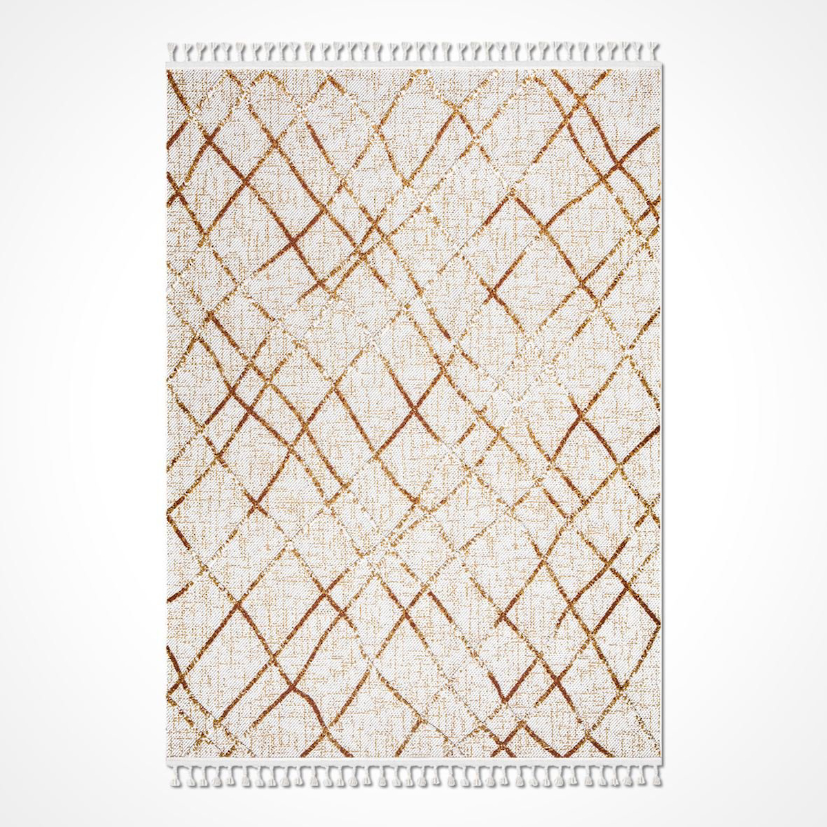 Crea Halı Liza 18505 Krem 10 mm Polyester Antibakteriyel Yıkanabilir Orta Soyut Temalı Dikdörtgen Makine Dokuma Salon Halısı 50x80 cm