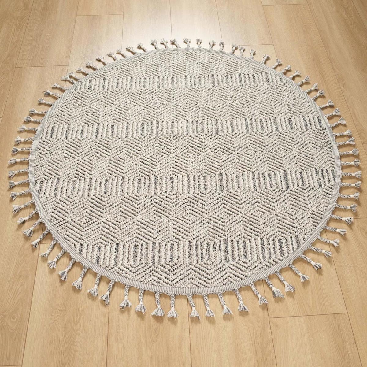 Eko Halı Soho Krem Polyester Silinebilir Yıkanabilir Kaymaz Dikdörtgen Makine Dokuma Oturma Odası-Salon Halısı 140x200 cm