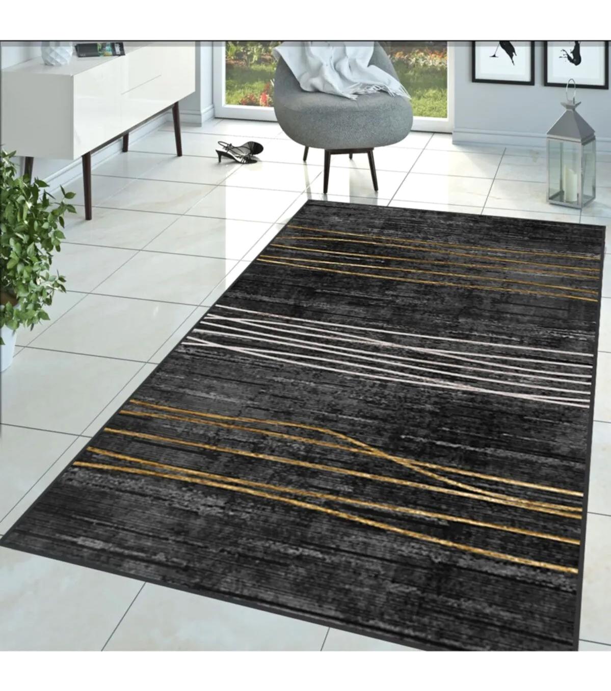 Rovigo Home RVG1392-HT702 Kırmızı 8 mm Polyester Leke Tutmaz-Toz Tutmaz Yıkanabilir İnce Kaymaz Dot Taban Dikdörtgen Makine Dokuma Salon Halısı 160x230 cm