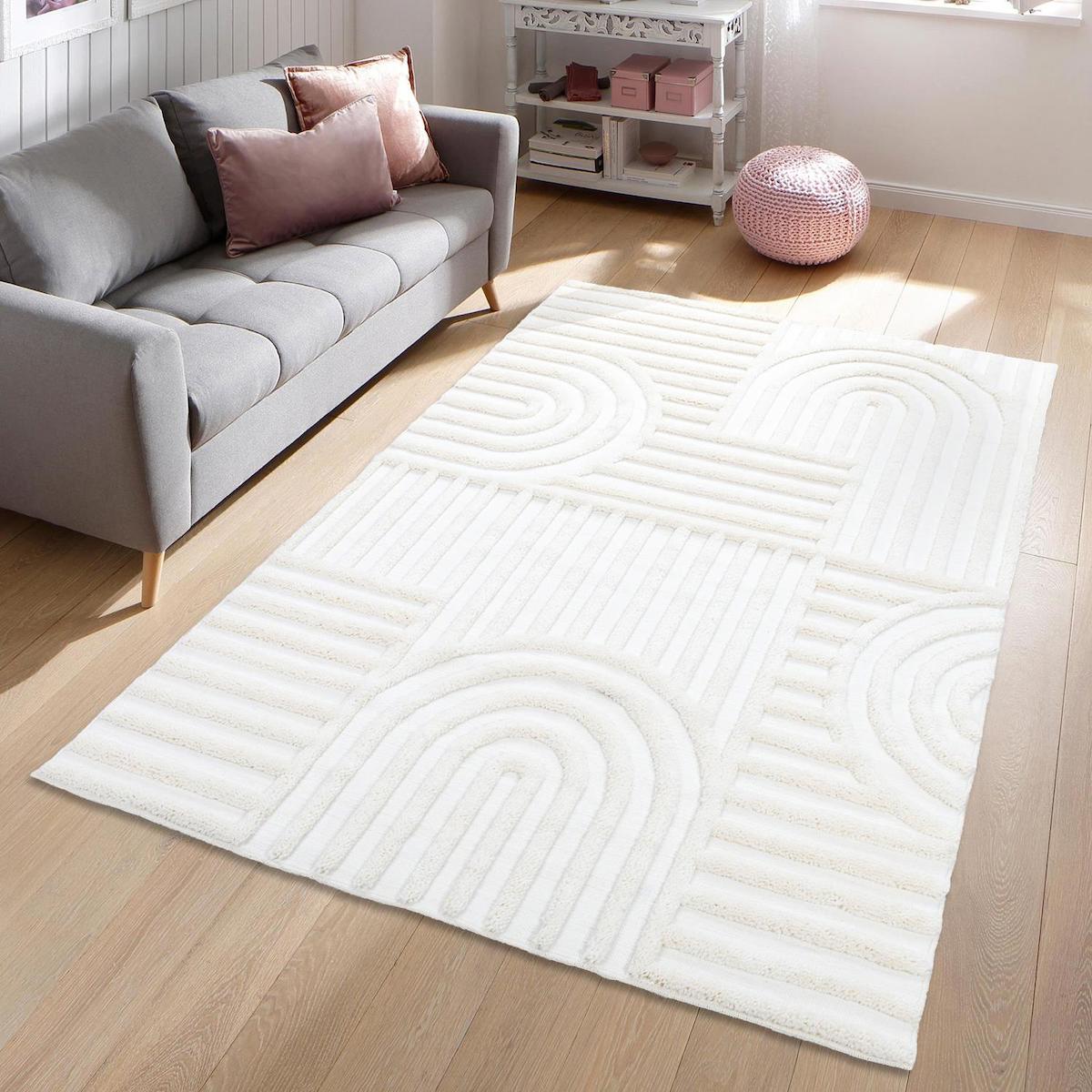 Giza Home Madu 1316O Krem 20 mm Polyester Antibakteriyel Yıkanabilir Kalın Kaymaz Dikdörtgen Makine Dokuma Çocuk Odası-Oturma Odası Halısı 100x150 cm