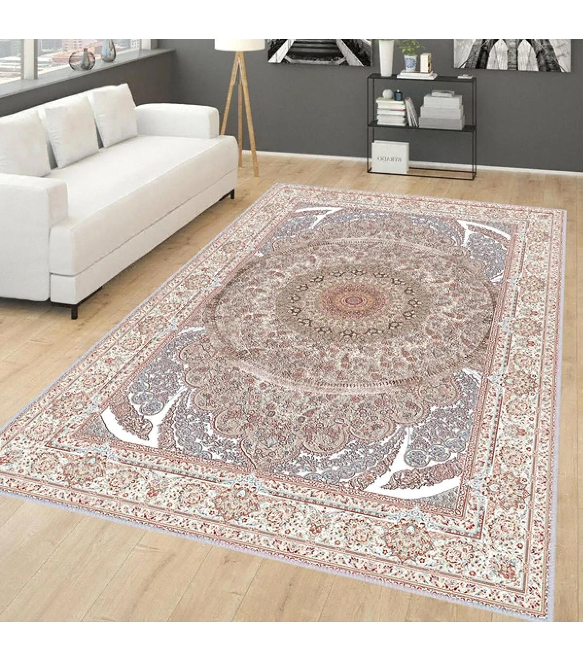Rovigo Home RVG0139-SD422 Krem 8 mm Polyester Yıkanabilir Orta Kaymaz Dot Taban Dikdörtgen Makine Dokuma Salon Halısı 160x300 cm