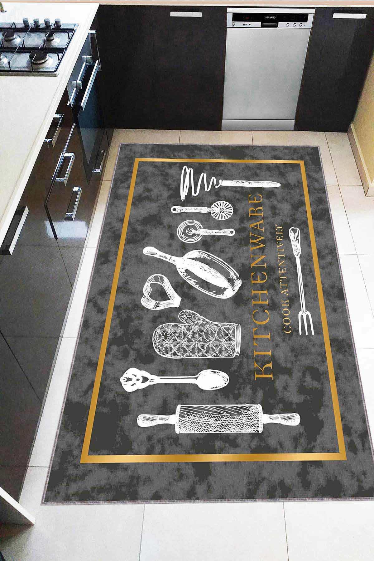 Viva Home AR1276 Füme 7 mm Mikropolyester Silinebilir Yıkanabilir Kaymaz Dikdörtgen Makine Dokuma Salon Halısı 120x180 cm
