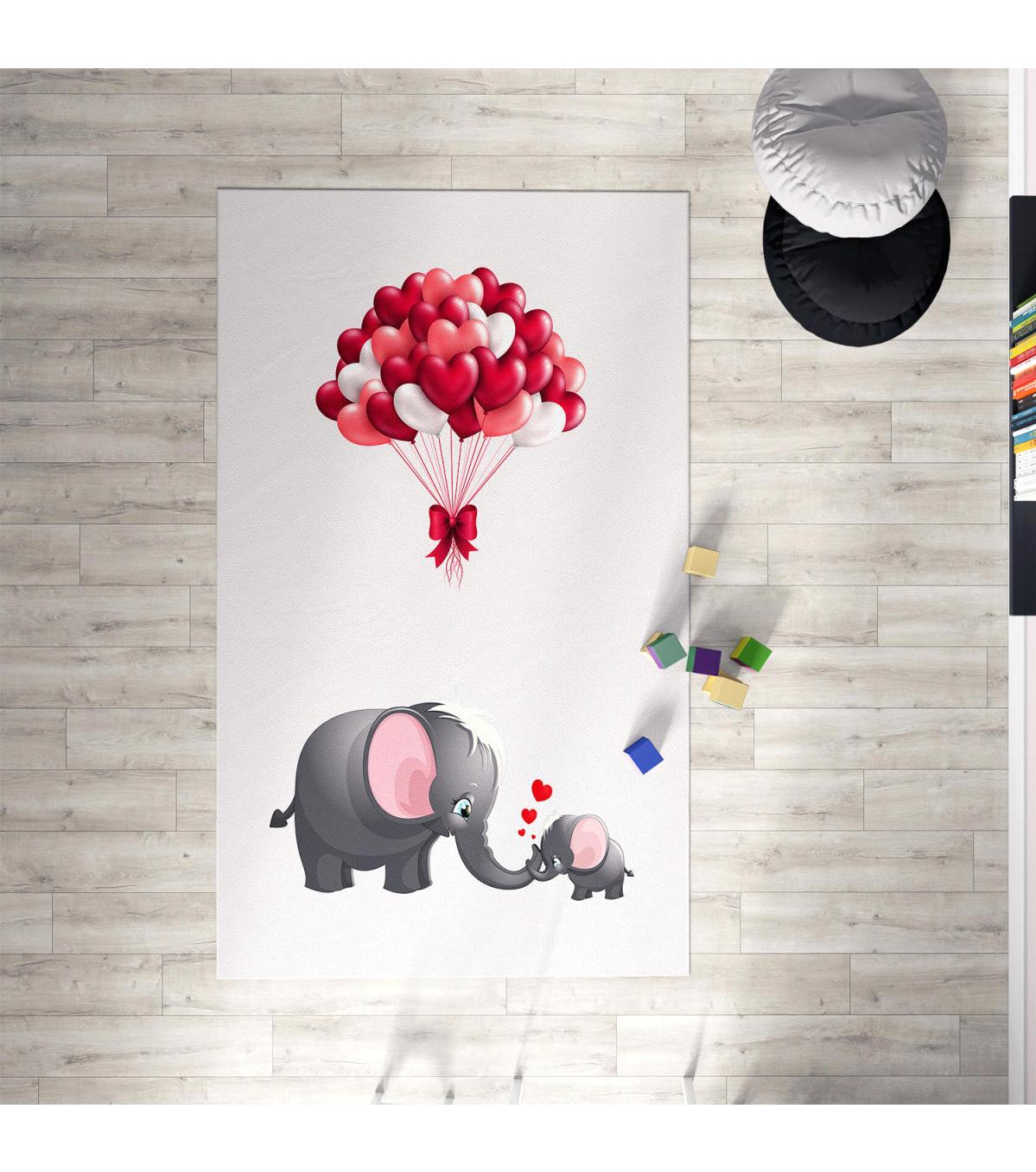 Chiron Baby Ceritti CRTT030 Krem 5 mm Pamuk-Polyester Antialerjenik Yıkanabilir İnce Kaymaz Taban Figürlü Dikdörtgen Makine Dokuma Çocuk Odası Halısı 80x300 cm