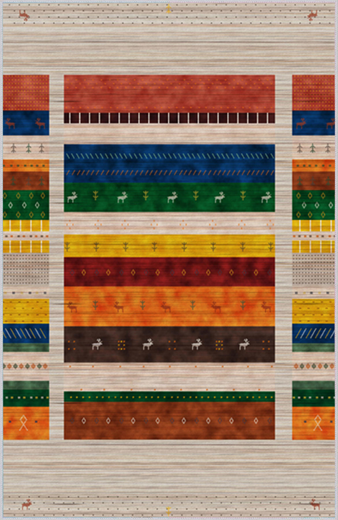 Rovigo Home RVG1327-HS515 Çok Renkli 8 mm Polyester Leke Tutmaz-Toz Tutmaz Yıkanabilir İnce Kaymaz Dot Taban Dikdörtgen Makine Dokuma Salon Halısı 80x150 cm