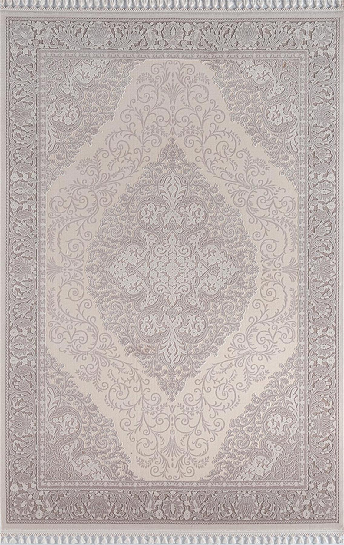 Sanat Halı Delüks 6980 Gri 14 mm Akrilik Yıkanabilir Kalın Kaymaz Lateks Taban Dikdörtgen Makine Dokuma Salon Halısı 133x190 cm