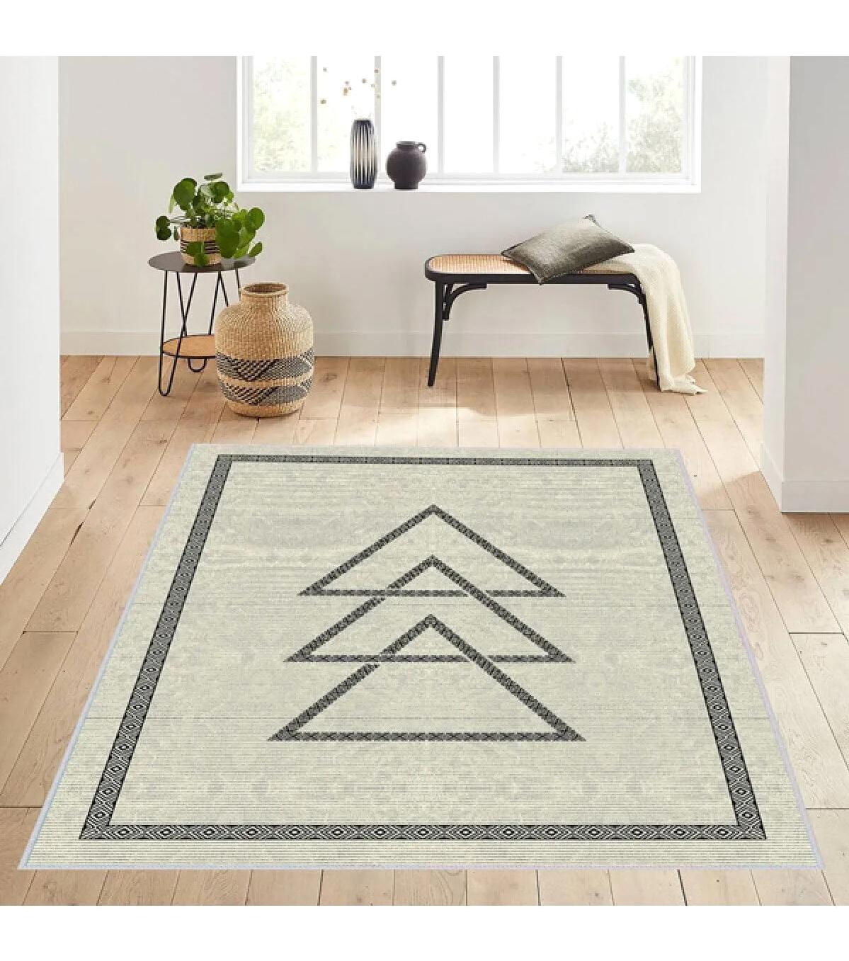 Rovigo Home RVG0180-SD1065 Çok Renkli 8 mm Polyester Yıkanabilir Orta Kaymaz Dot Taban Dikdörtgen Makine Dokuma Salon Halısı 100x150 cm