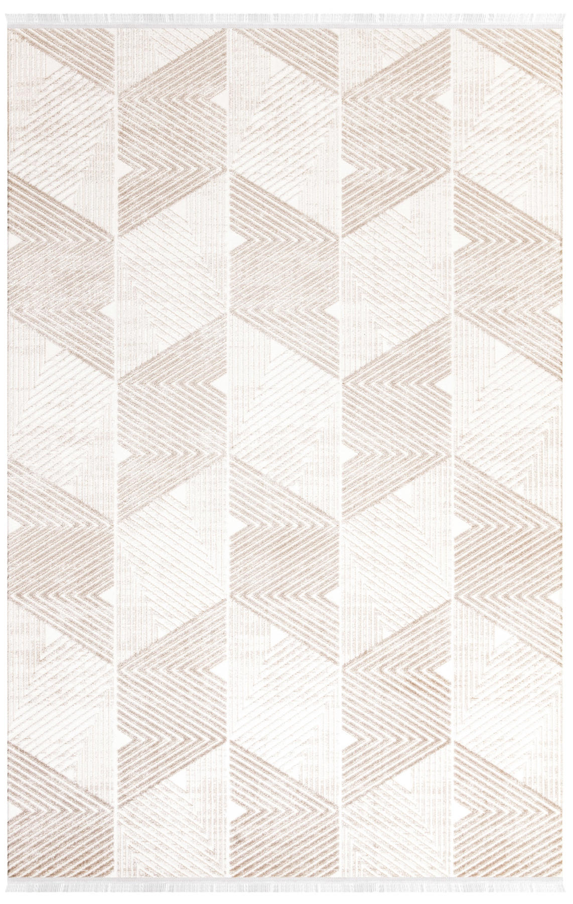 İpek Home Filiya 11302 Krem 8 mm Akrilik Yıkanabilir Orta Kaymaz Pamuk Taban Geometrik Dikdörtgen Makine Dokuma Antre-Çocuk Odası-Salon-Yatak Odası Halısı 80x150 cm