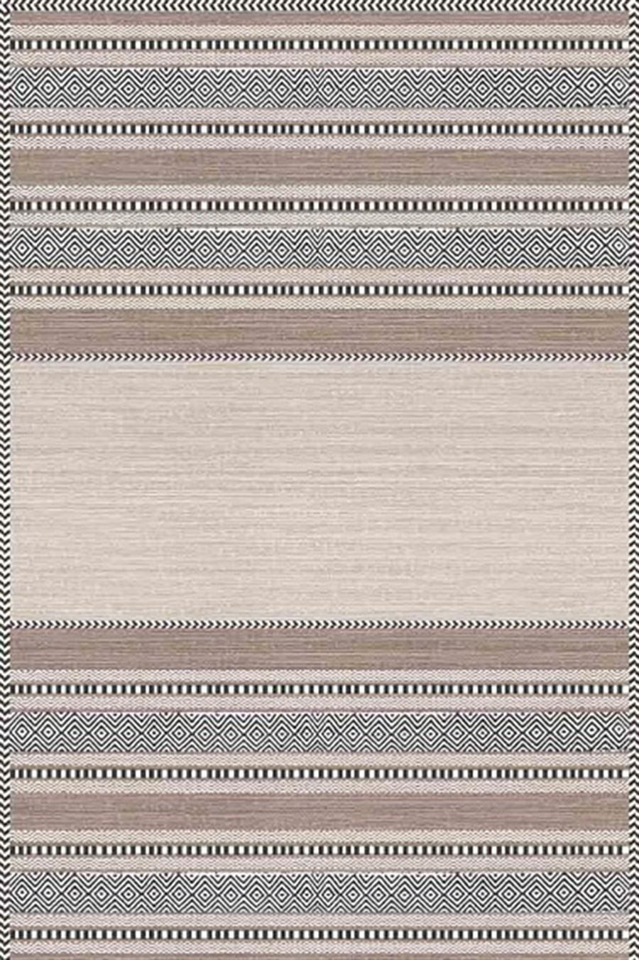 Kreasyon Halı Pandora 2743 Vizon 5 mm Yıkanabilir Kalın Kaymaz Pamuk Taban Dikdörtgen Makine Dokuma Salon Halısı 160x230 cm