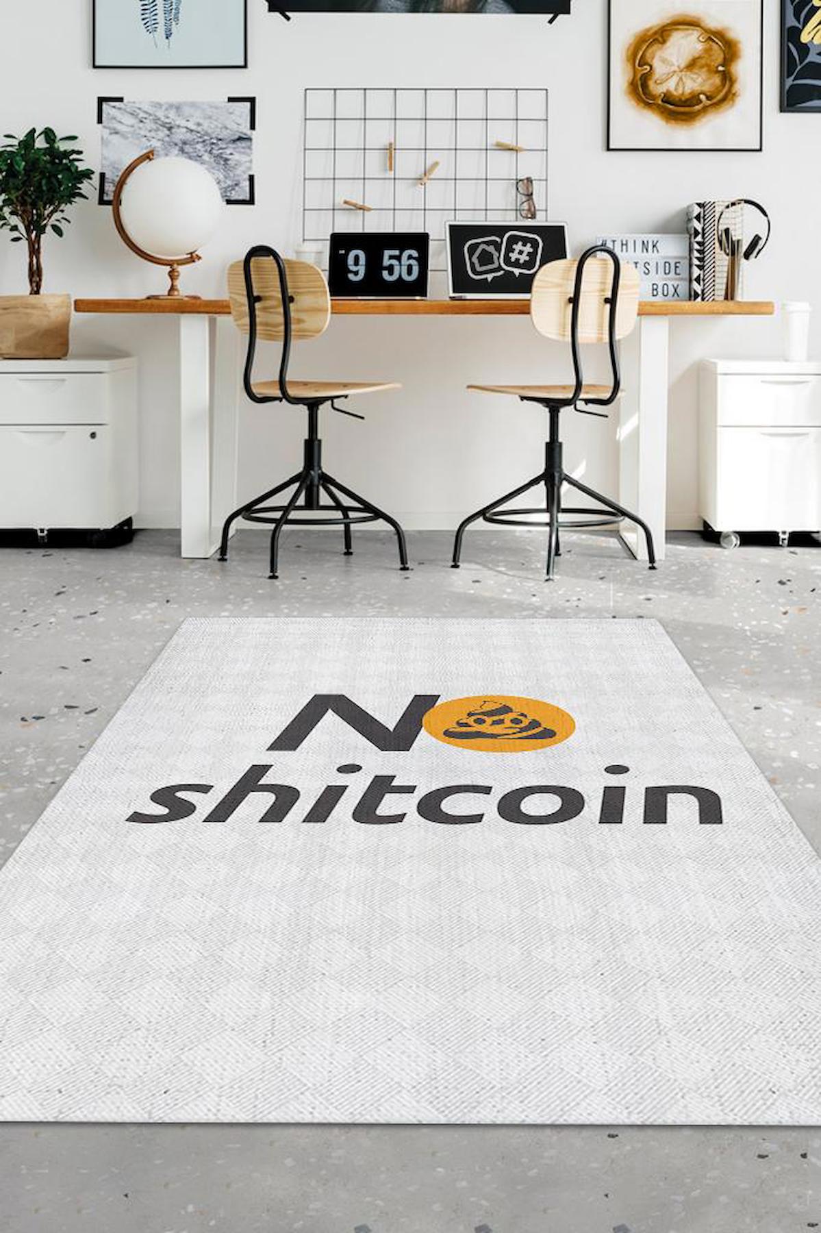 Homshtag No Shitcoin Gri 4 mm Pamuk Antistatik Yıkanabilir İnce Kaymaz Dikdörtgen Makine Dokuma Çalışma Odası Halısı 80x180 cm