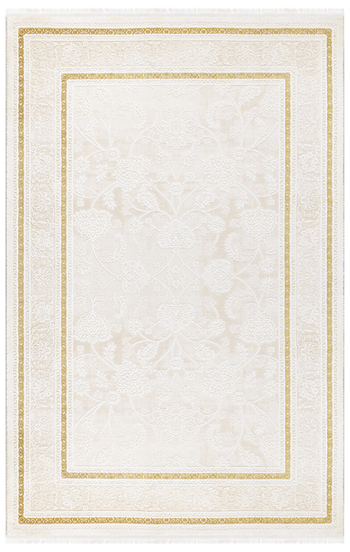 İpek Mekik Halı Gaspara 14951 Krem 10 mm Akrilik Yıkanabilir Orta Kaymaz Pamuk Taban Dikdörtgen Makine Dokuma Antre-Çocuk Odası-Salon-Yatak Odası Halısı 135x210 cm