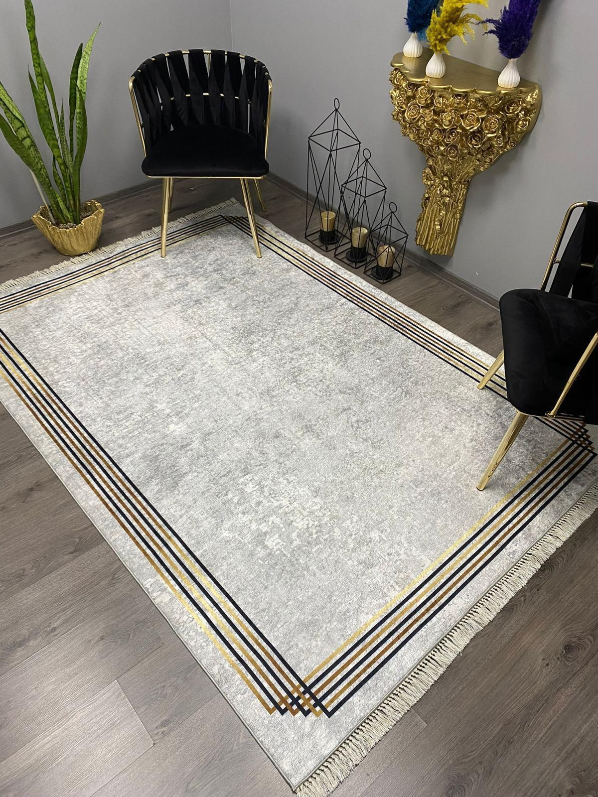 Halı Furyası Çok Renkli Polyester Antibakteriyel Yıkanabilir Kaymaz Deri Taban Dikdörtgen Makine Dokuma Salon Halısı 100x150 cm