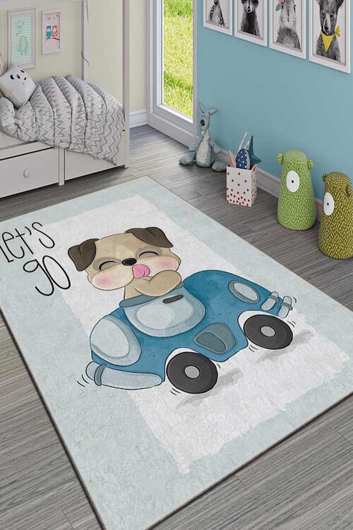 Homefesto Krem 5 mm Polyester Leke Tutmaz Yıkanabilir İnce Kaymaz Taban Dikdörtgen Makine Dokuma Çocuk Odası Halısı 120x180 cm