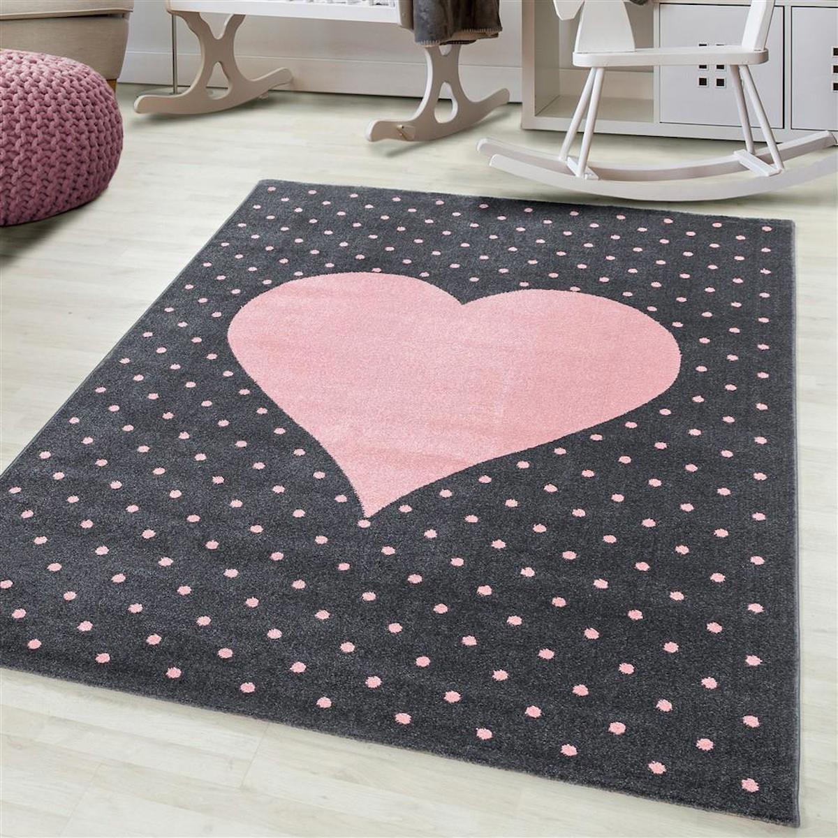 Red Halı Pembe 7 mm Polipropilen Antialerjenik Yıkanabilir Orta Kaymaz Jüt Taban Dikdörtgen Makine Dokuma Çocuk Odası Halısı 160x230 cm