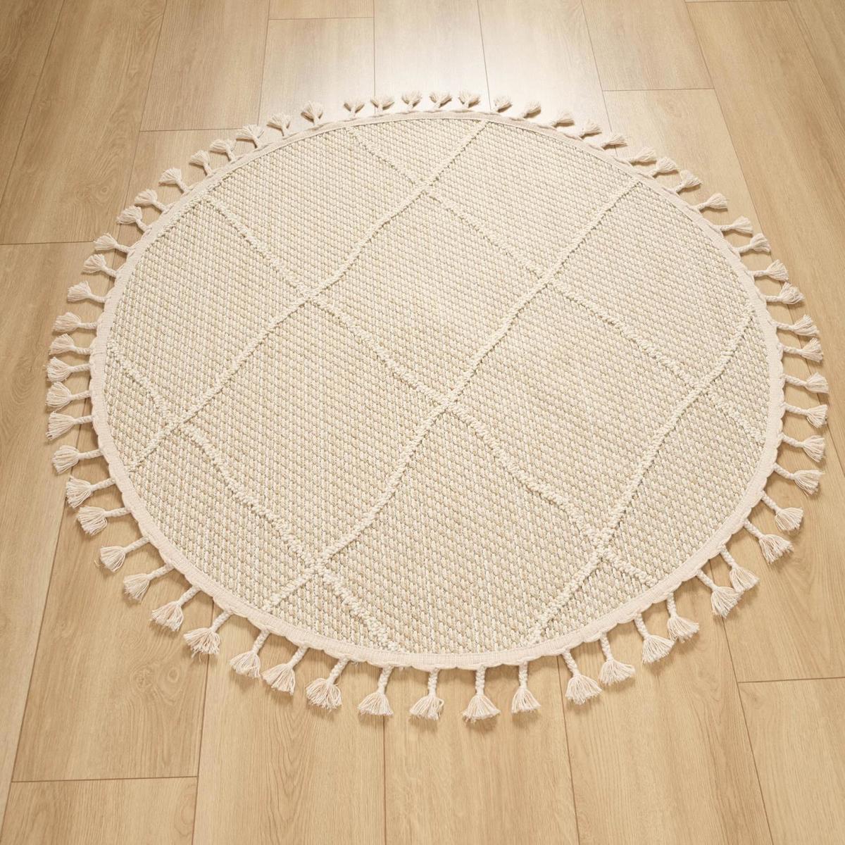 Eko Halı Soho Krem Polyester Silinebilir Yıkanabilir Kaymaz Dikdörtgen Makine Dokuma Oturma Odası-Salon Halısı 160x230 cm