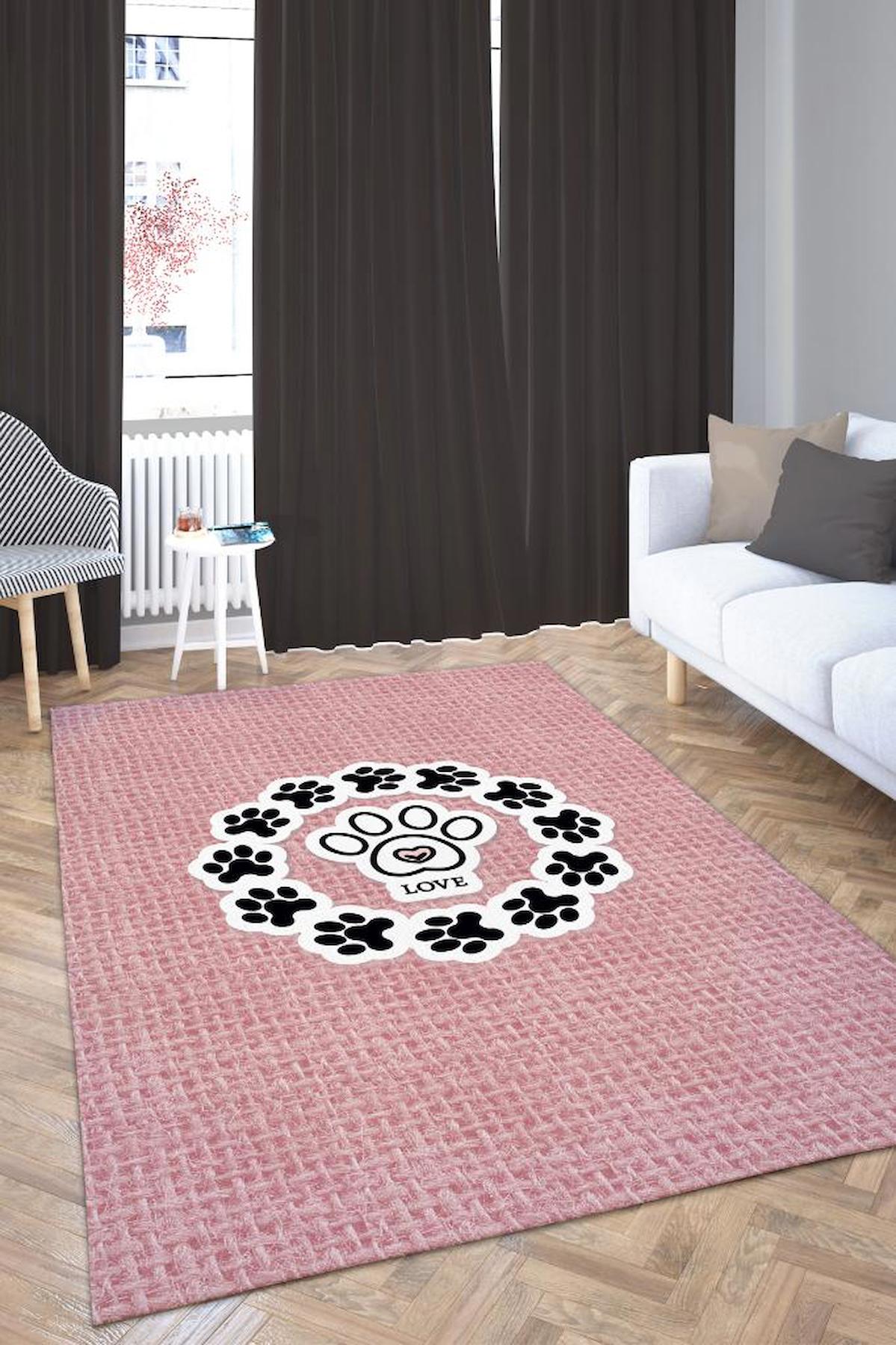 Homshtag Pati Aşkı Çok Renkli 4 mm Pamuk Antistatik Yıkanabilir İnce Kaymaz Dikdörtgen Makine Dokuma Oturma Odası Halısı 120x180 cm