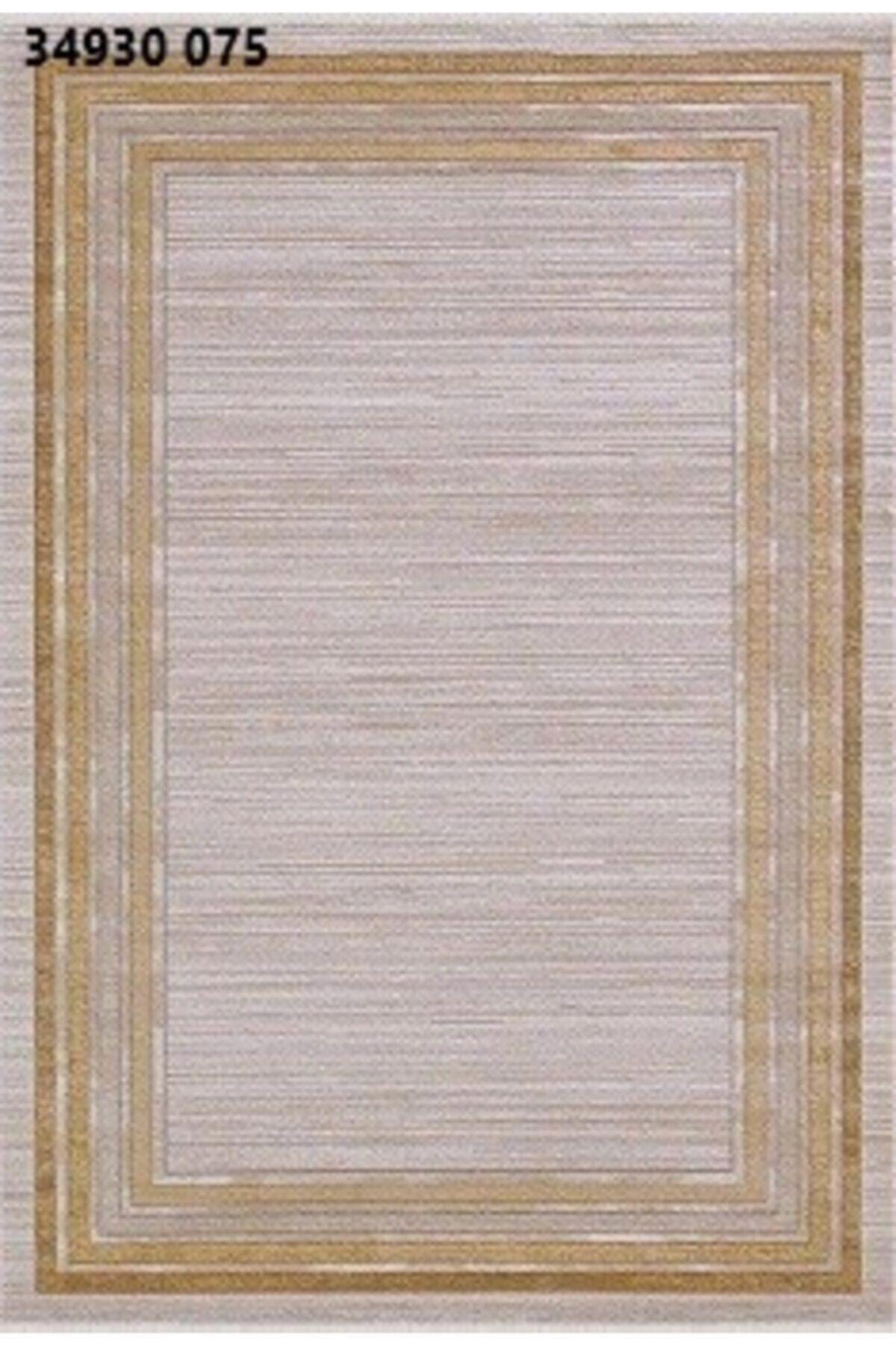 Merinos Diyez 34930 Krem 9 mm Akrilik Silinebilir Yıkanabilir Orta Kaymaz Dikdörtgen Makine Dokuma Salon Halısı 200x290 cm