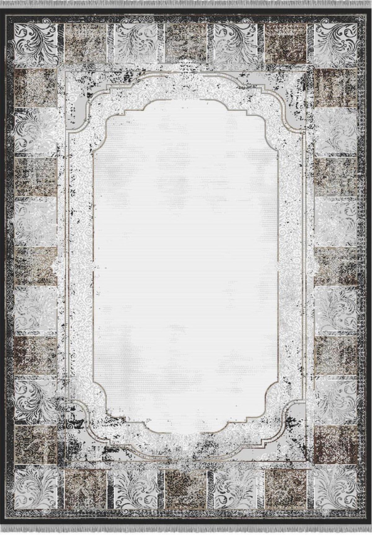 İpek Mekik Halı Roxanne 17183 Gri 8 mm Akrilik Yıkanabilir Orta Kaymaz Jüt Taban Dikdörtgen Makine Dokuma Antre-Çocuk Odası-Salon-Yatak Odası Halısı 80x300 cm