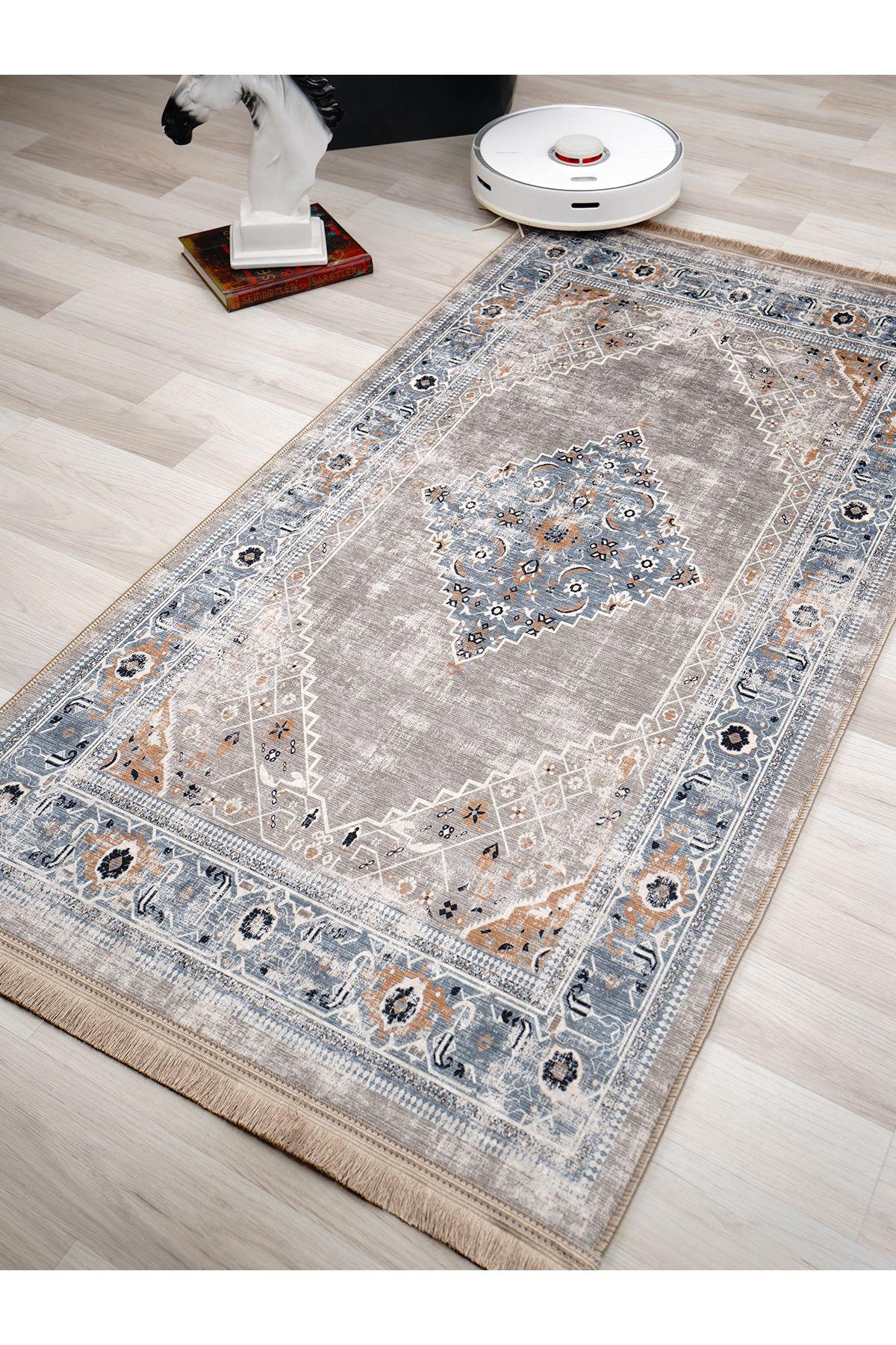 İnspira Çok Renkli 12 mm Polyester Kaymaz Taban Dikdörtgen Halı 100x150 cm