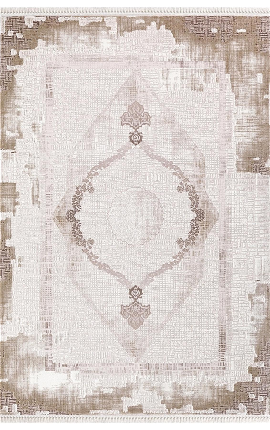 Dinarsu Arora 31887 Kahverengi 11 mm Akrilik Silinebilir Yıkanabilir Orta Kaymaz Dikdörtgen Makine Dokuma Oturma Odası Halısı 80x300 cm