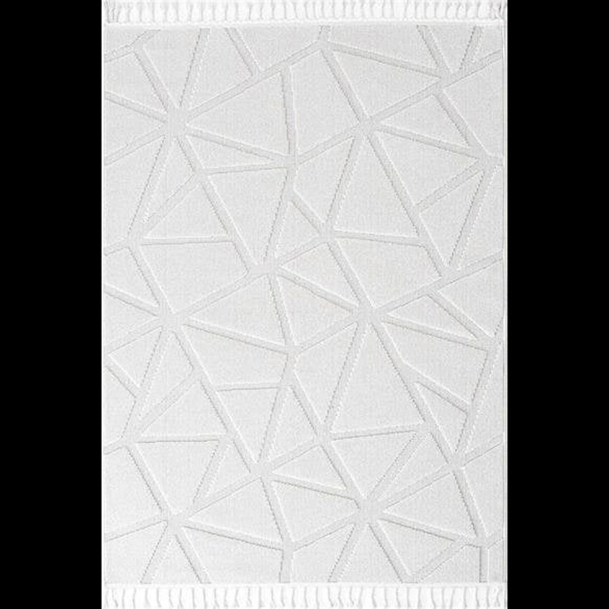Hoom Rugs Togo 7503 Beyaz 3 mm Polipropilen Antialerjenik İnce Kaymaz Jüt Taban Dikdörtgen Makine Dokuma Salon Halısı 100x300 cm