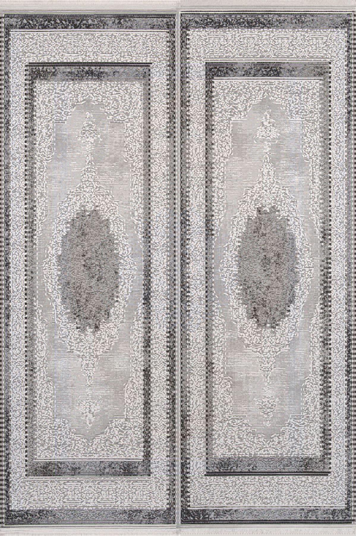 Enti Halı Miras 6808 Gri 11 mm Akrilik Silinebilir Yıkanabilir Orta Dikdörtgen Makine Dokuma Salon Halısı 100x150 cm