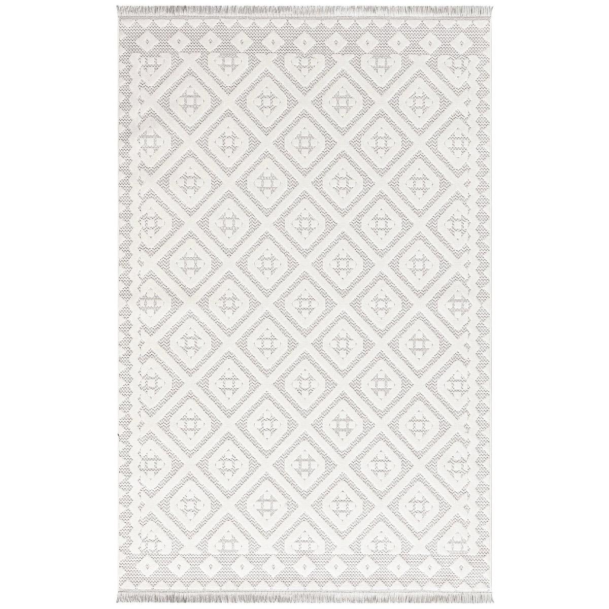İpek Mekik Halı Duru Risby 1856 Krem 10 mm Polyester Yıkanabilir Orta Kaymaz Geometrik Dikdörtgen Makine Dokuma Antre-Çocuk Odası-Salon-Yatak Odası Halısı 120x180 cm