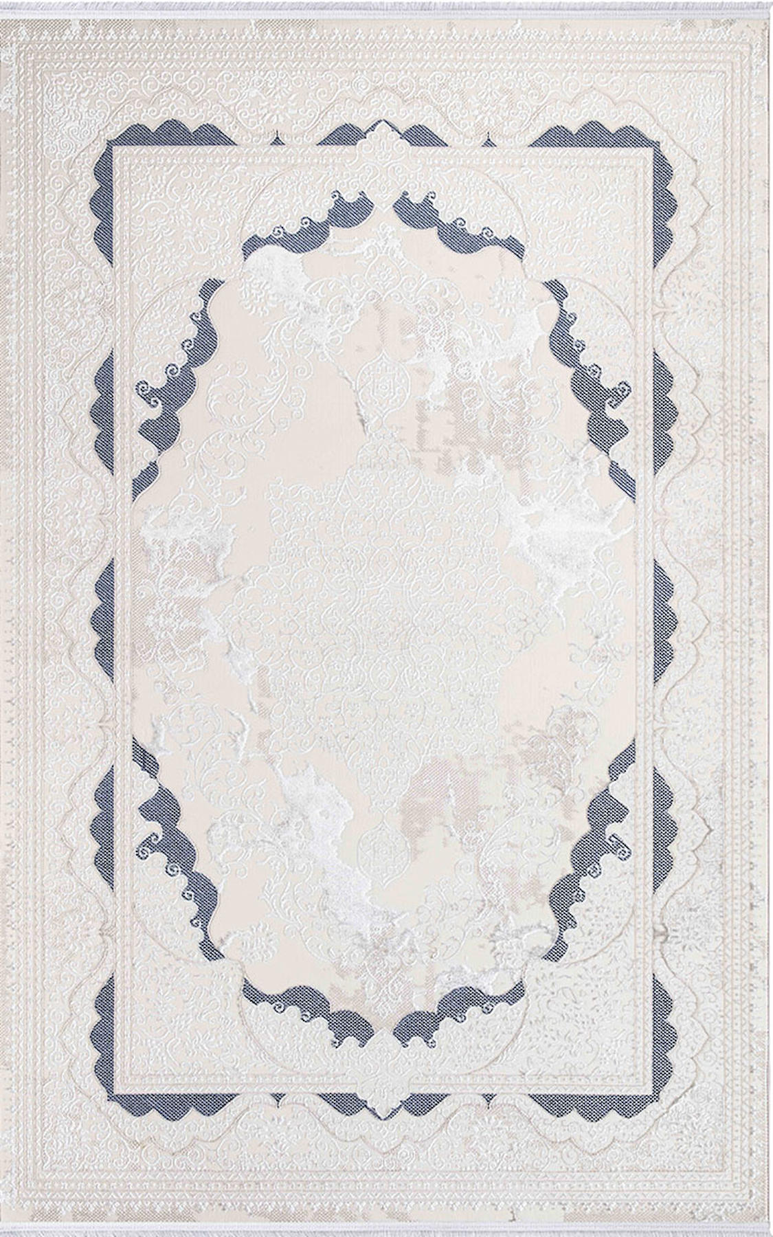 İpek Home Sihir 17351 Bej - Mavi 6 mm Polyester Toz Tutmaz Yıkanabilir İnce Kaymaz Pamuk Taban Dikdörtgen Makine Dokuma Antre-Çocuk Odası-Salon-Yatak Odası Halısı 80x150 cm