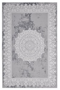 Alpina Home Echo Gri 7 mm Polyester Yıkanabilir İnce Kaymaz Jüt Taban Dikdörtgen Makine Dokuma Salon Halısı 180x280 cm