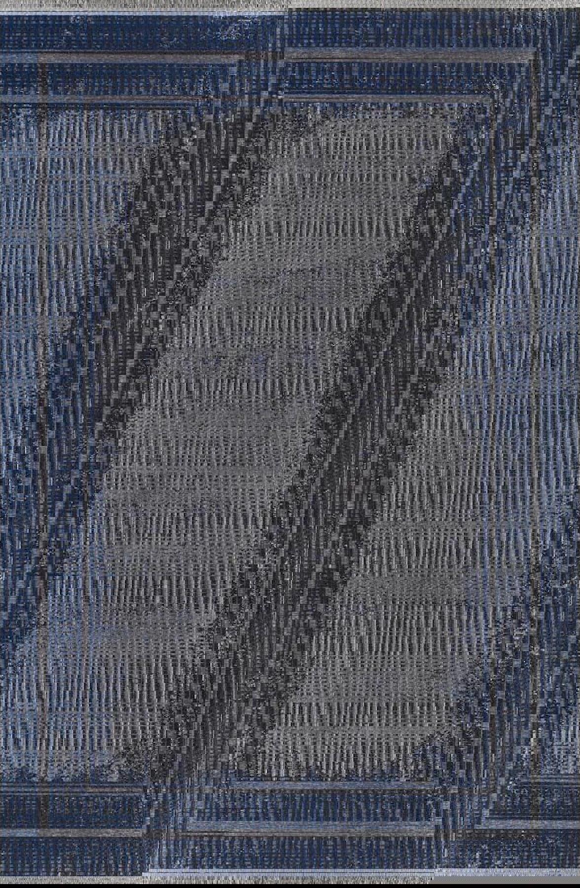 Pierre Cardin Maxwell MK02C Gri-Mavi 0.8 mm Akrilik Yumuşak Yıkanabilir İnce Kaymaz Dikdörtgen Makine Dokuma Salon Halısı 120x120 cm