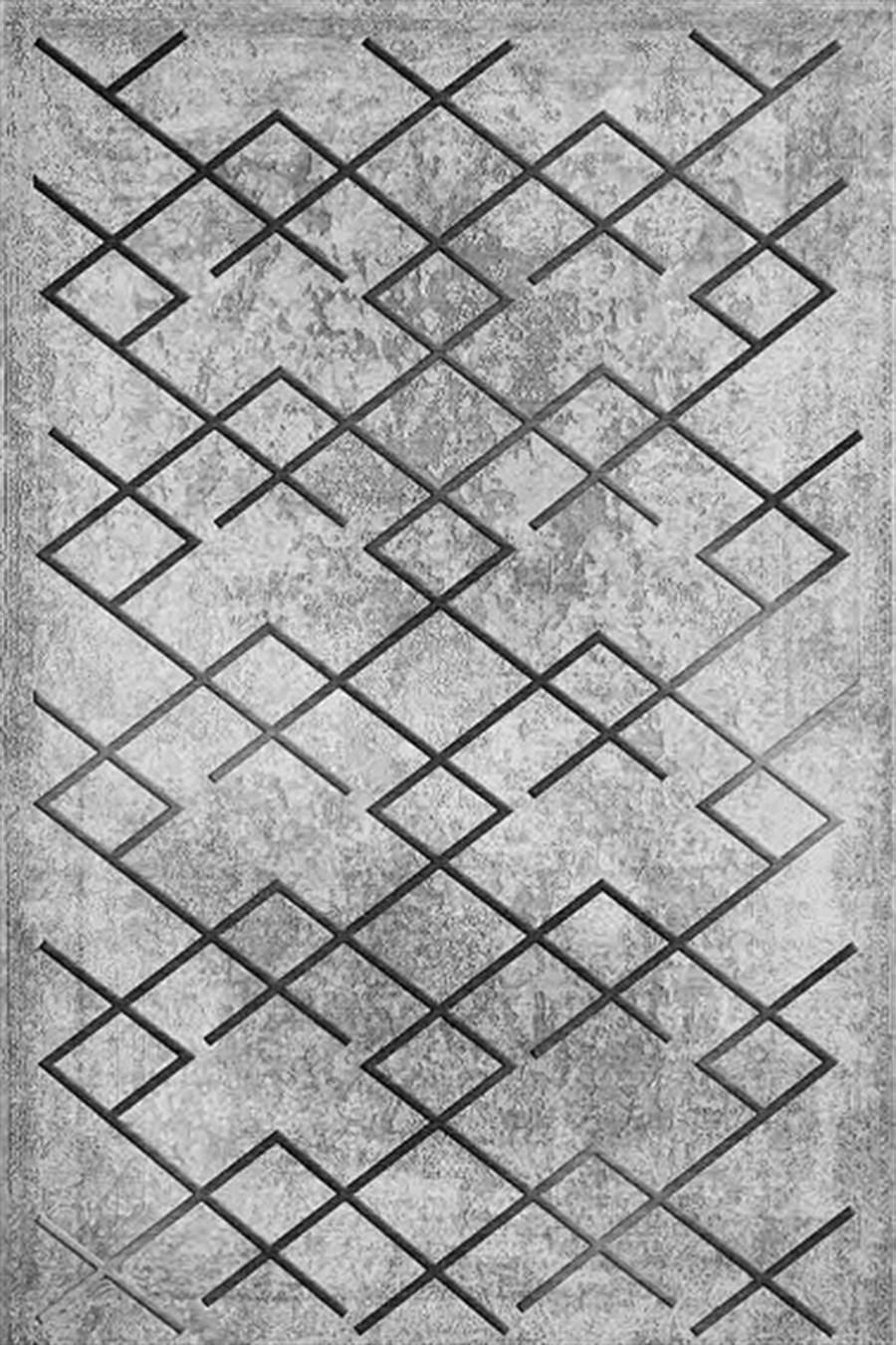 Kreasyon Halı Pandora 2735 Gri 5 mm Polyester Yıkanabilir İnce Kaymaz Pamuk Taban Dikdörtgen Makine Dokuma Salon Halısı 100x150 cm