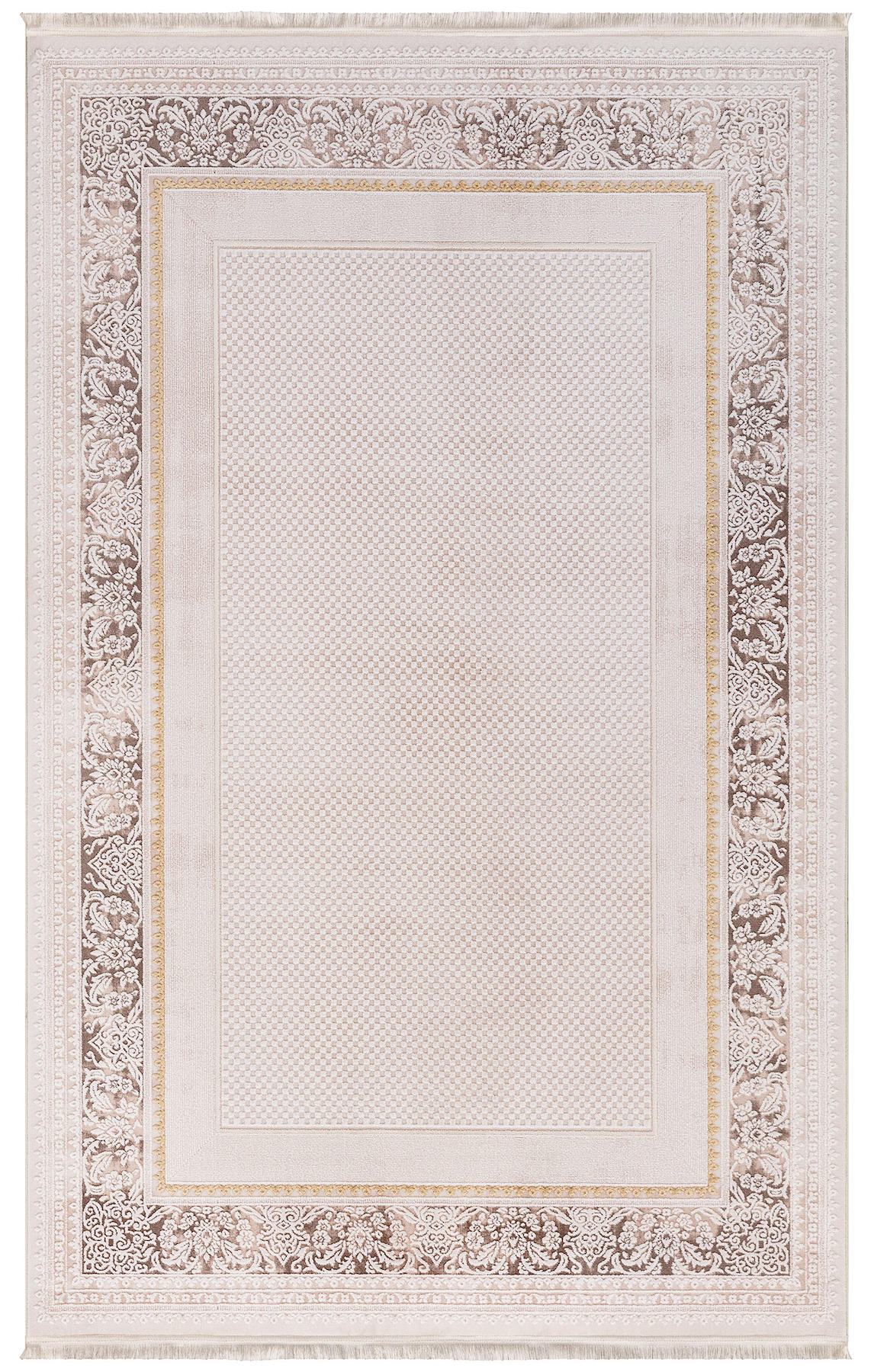İpek Home Kazaz 2306A Krem 8 mm Akrilik Yıkanabilir Orta Kaymaz Pamuk Taban Dikdörtgen Makine Dokuma Antre-Çocuk Odası-Salon-Yatak Odası Halısı 80x300 cm