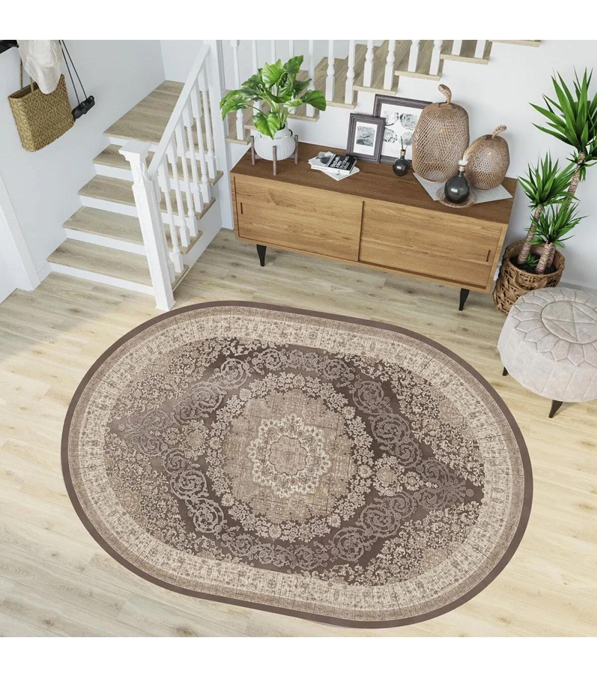Rovigo Home RVG7190-HT999 Çok Renkli 8 mm Polyester Yıkanabilir Orta Kaymaz Dot Taban Dikdörtgen Makine Dokuma Salon Halısı 120x180 cm