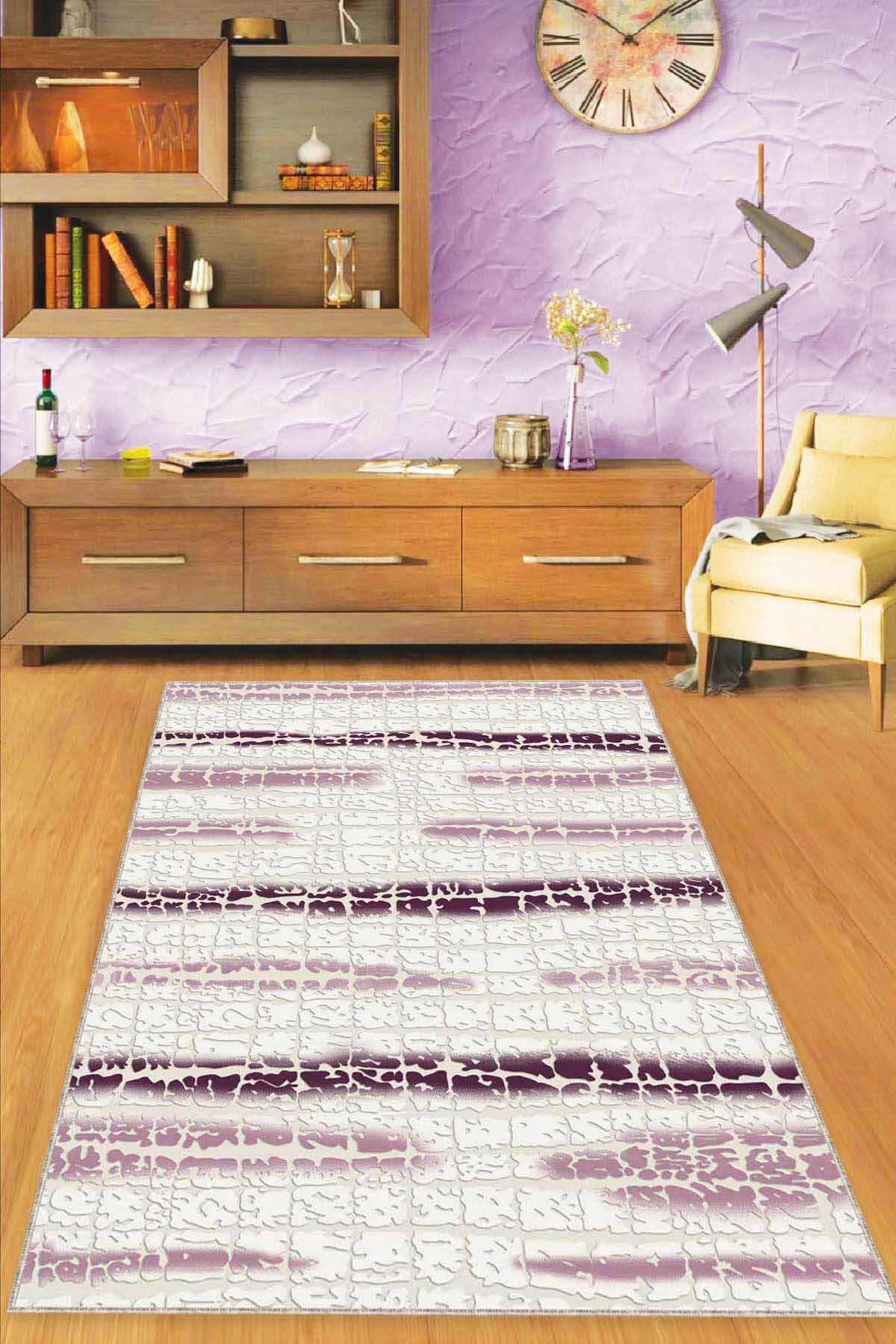 Viva Home FL05 Çok Renkli 7 mm Mikropolyester Yıkanabilir İnce Kaymaz Dikdörtgen Makine Dokuma Salon Halısı 100x200 cm