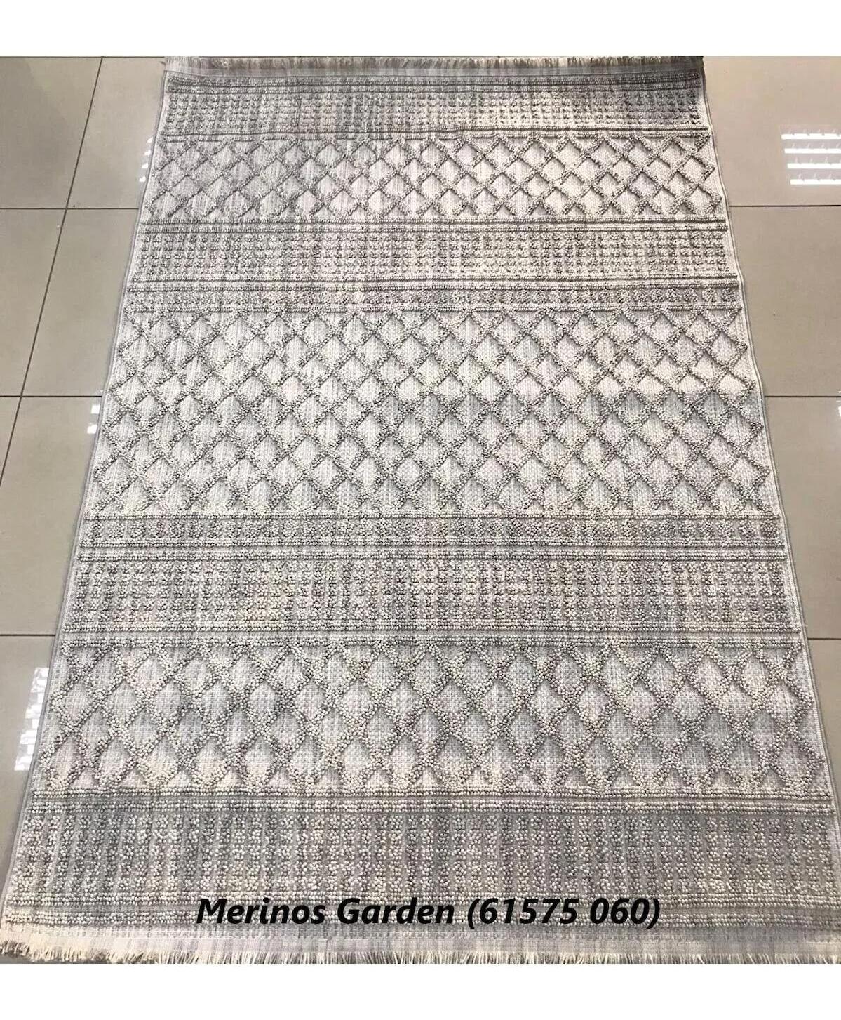 Merinos Garden 61575 Krem 8.5 mm Mikropolyester Antibakteriyel Yıkanabilir Kalın Kaymaz Lateks Taban Dikdörtgen Makine Dokuma Salon Halısı 100x140 cm