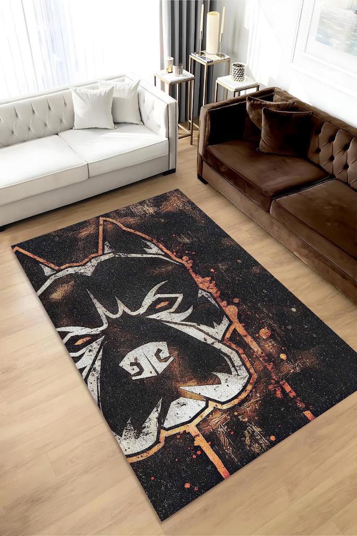 Homshtag Sert Köpek Çok Renkli 4 mm Pamuk Antistatik Yıkanabilir İnce Kaymaz Dikdörtgen Makine Dokuma Salon Halısı 100x150 cm