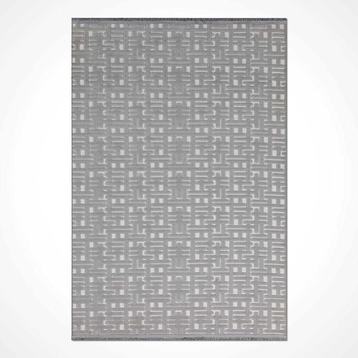 Crea Halı Havai HP06 Krem 7 mm Polyester Antibakteriyel Yıkanabilir Orta Geometrik Dikdörtgen Makine Dokuma Salon Halısı 160x230 cm