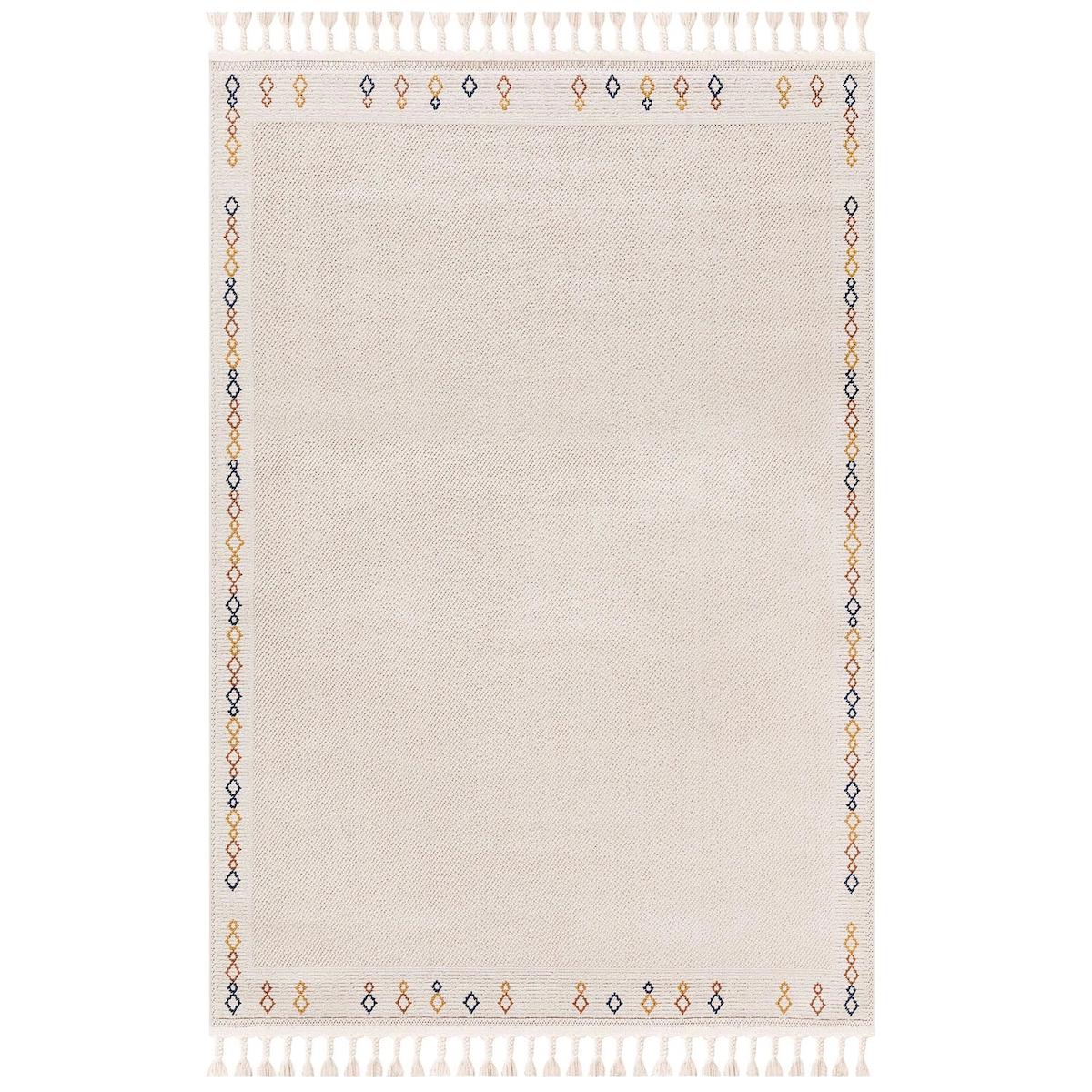 İpek Mekik Halı Duru Pien 1755 Krem 10 mm Polyester Yıkanabilir Orta Kaymaz Dikdörtgen Makine Dokuma Antre-Çocuk Odası-Salon-Yatak Odası Halısı 80x200 cm