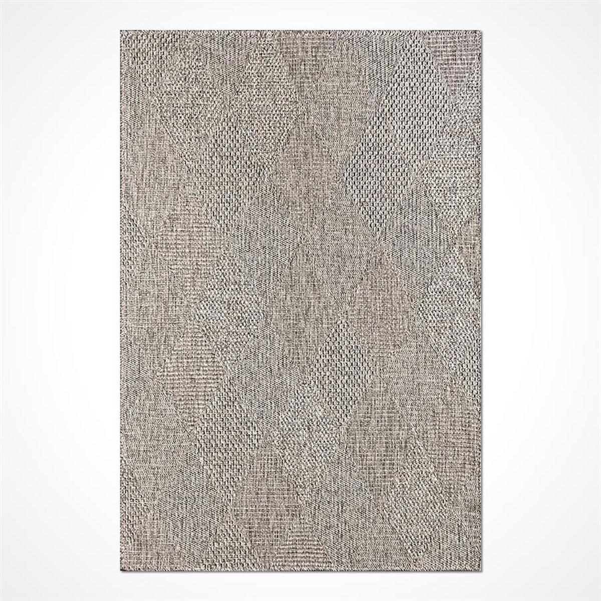 Kreasyon Halı Dhoku DH004 Gri 4 mm Polipropilen Yıkanabilir İnce Kaymaz Pamuk Taban Dikdörtgen Makine Dokuma Salon Halısı 80x120 cm