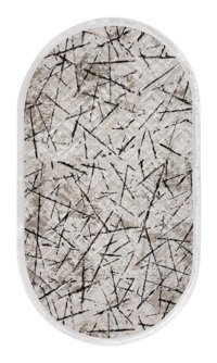 Dijidekor Krem 20 mm Peluş Yıkanabilir Kaymaz Taban Elips Makine Dokuma Salon Halısı 100x200 cm
