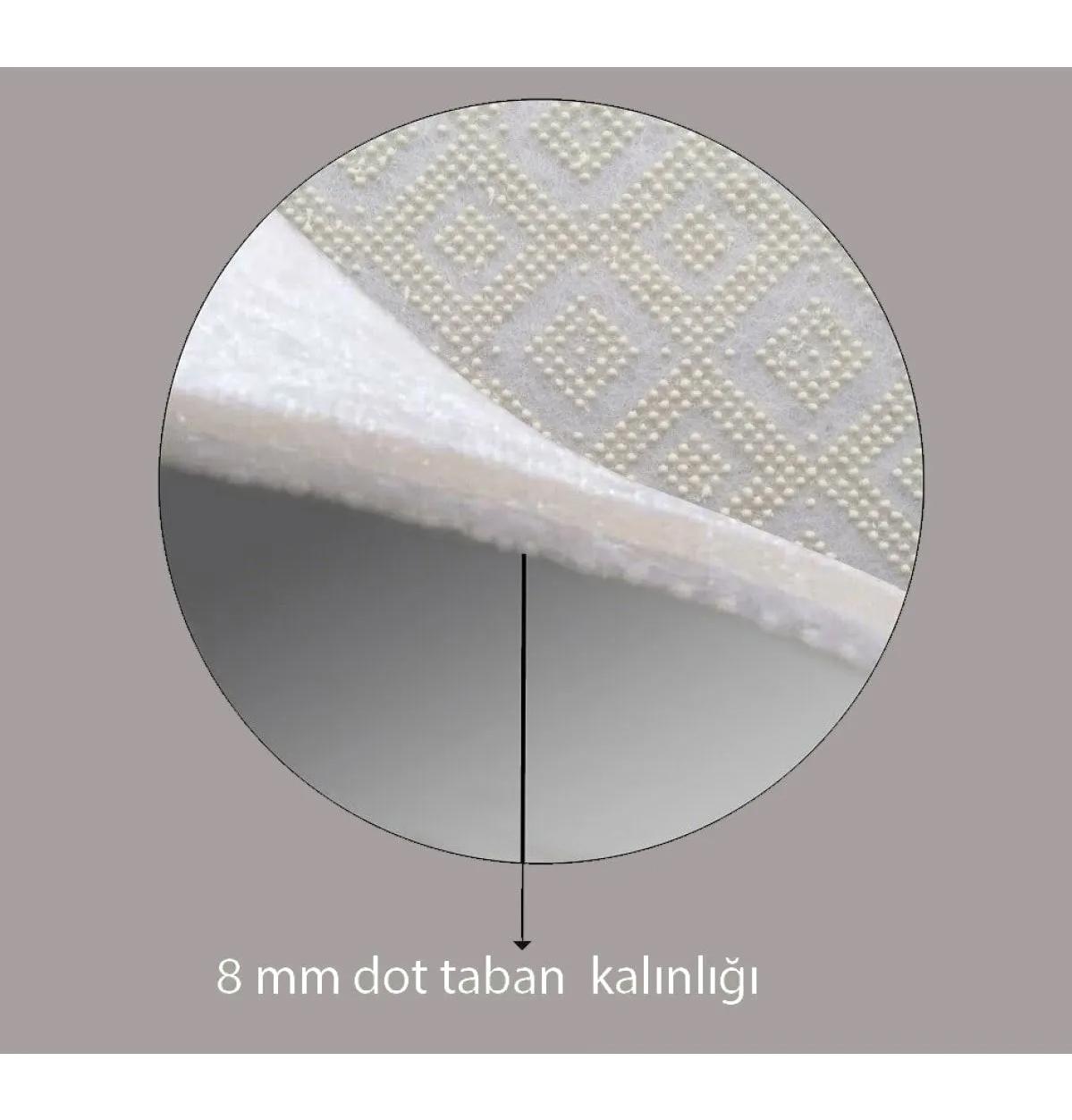 Rovigo Home RVG7249-HS180 Gri 8 mm Polyester Yıkanabilir Orta Kaymaz Dot Taban Dikdörtgen Makine Dokuma Salon Halısı 200x200 cm