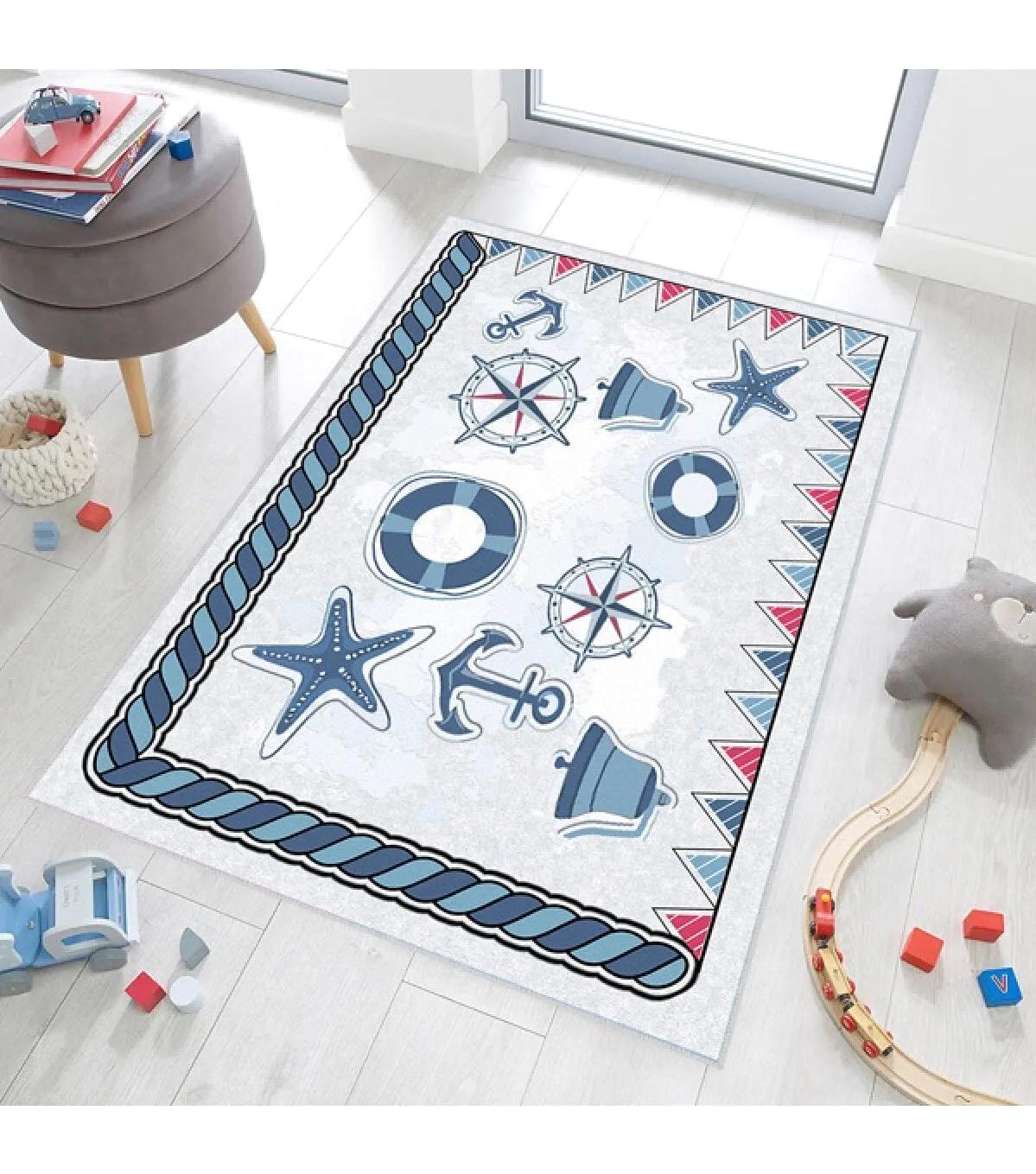Rovigo Home RVG4052-SD1176 Çok Renkli 8 mm Polyester Yıkanabilir Orta Kaymaz Dot Taban Dikdörtgen Makine Dokuma Çocuk Odası Halısı 160x230 cm