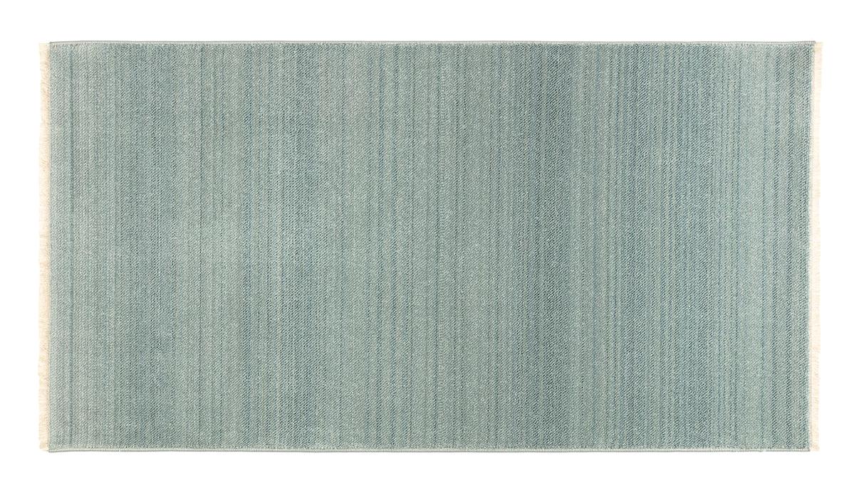 Madame Coco Orient Alvia Mavi 6 mm Polyester Leke tutmaz Yıkanabilir Kalın Kaymaz Dikdörtgen Makine Dokuma Salon Halısı 80x150 cm