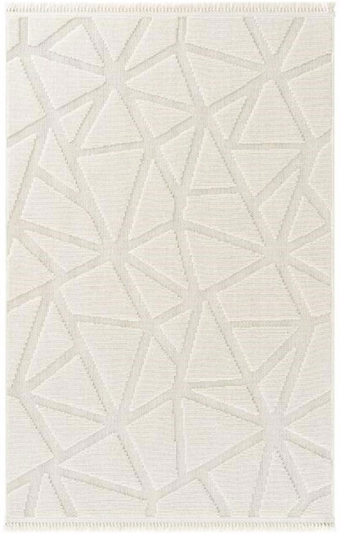 Enti Halı Togo 7503 Beyaz 8 mm Polyester Yıkanabilir Orta Dikdörtgen Makine Dokuma Salon Halısı 160x230 cm