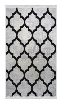 Dijidekor Gri 6 mm Polyester Antialerjenik Yıkanabilir İnce Kaymaz Dot Taban Dikdörtgen Makine Dokuma Salon Halısı 160x235 cm