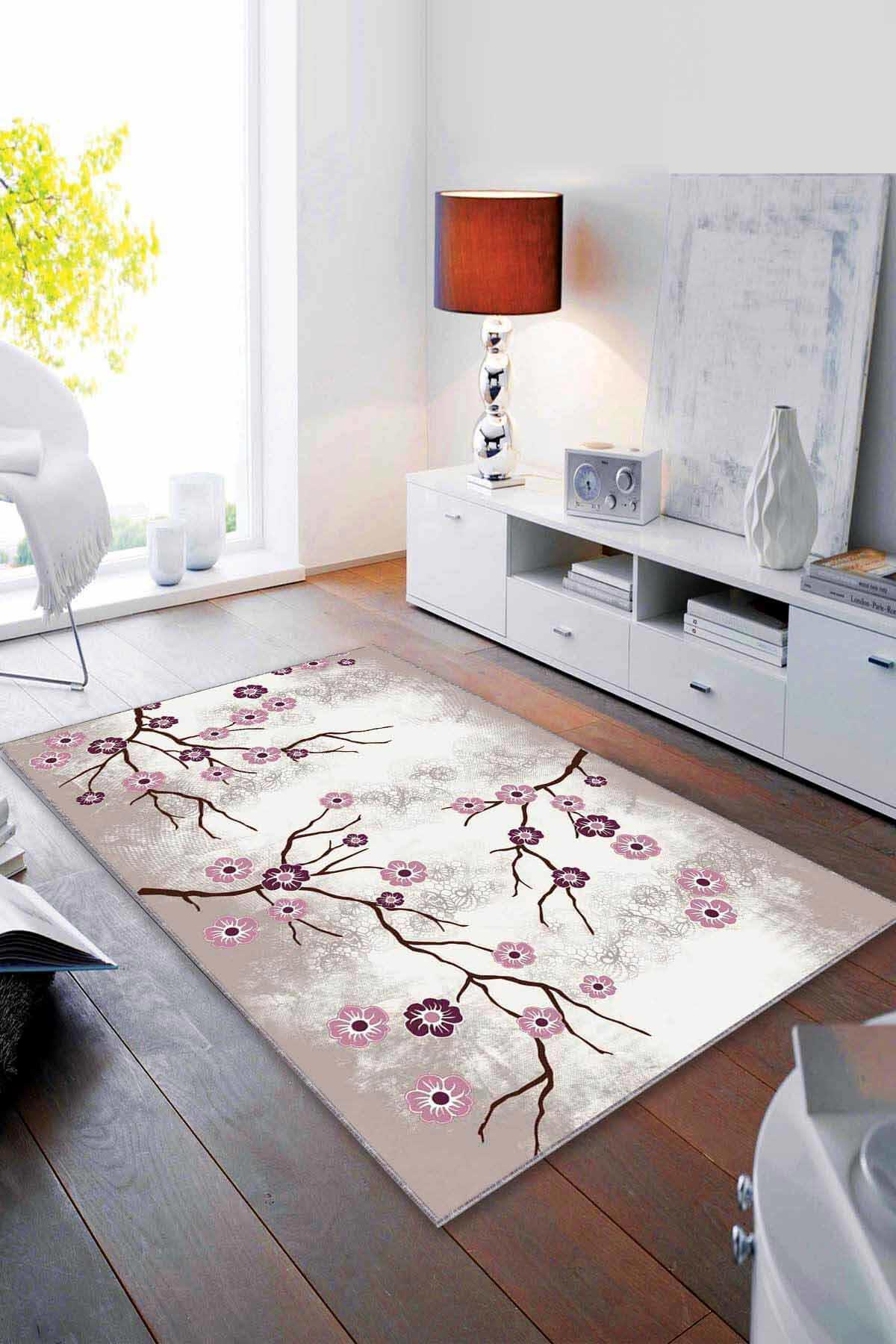 Viva Home FW005 Çok Renkli 7 mm Mikropolyester Yıkanabilir İnce Kaymaz Dikdörtgen Makine Dokuma Salon Halısı 80x150 cm