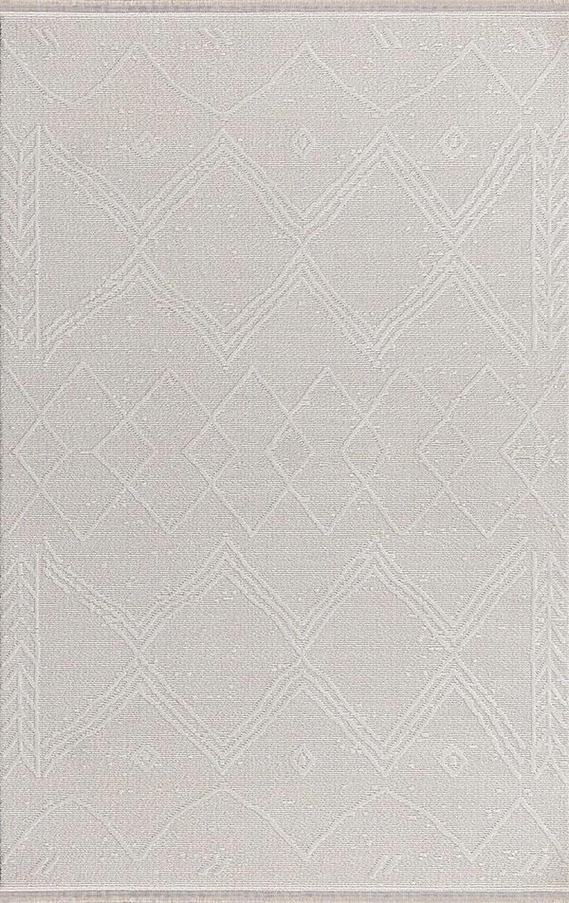 Merinos Therapy 36124 Krem 12 mm Viskon Yumuşak Yıkanabilir Kalın Kaymaz Dot Taban Dikdörtgen Makine Dokuma Salon Halısı 100x200 cm